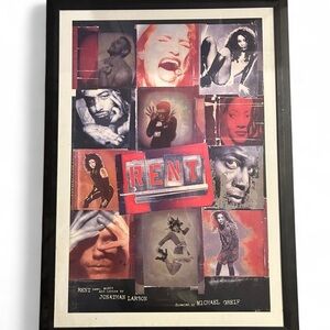 RARE 1996 RENT Broadway Original Cast Poster HUGE Framed 30x42 Vintage XL
